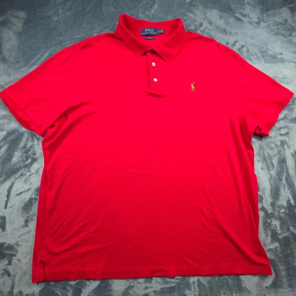Polo Ralph Lauren Mens XL Classic Fit Short Sleeve Polo Shirt Red Pony Logo